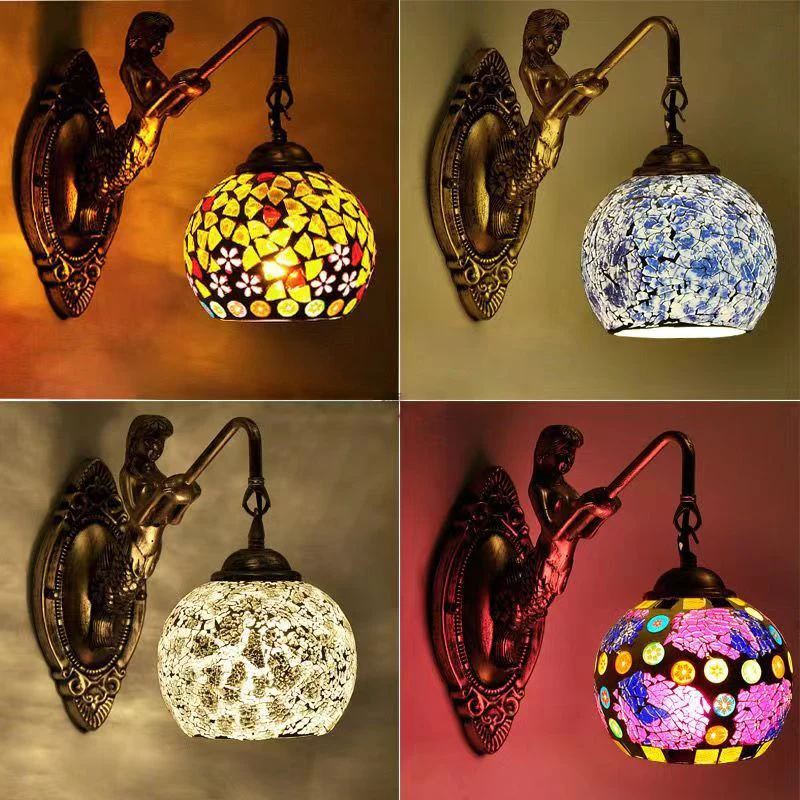 AOSONG Contemporary Mermaid Wall Lamp Personalized And Creative Living Room Bedroom Hallway Bar Decoration Light