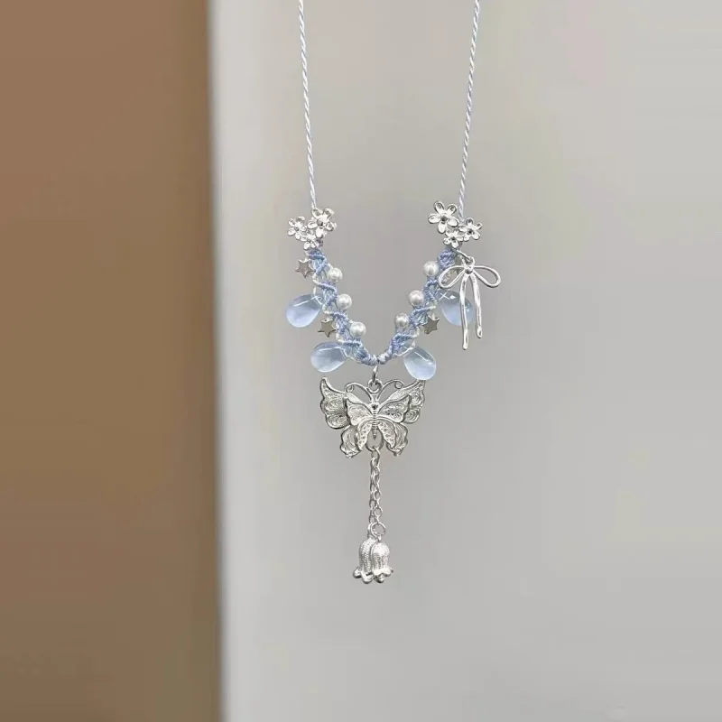 

Ladies Silver Butterfly Flower Necklace Choker Style Design Elegant And Versatile Jewelry Accessory Perfect Gift For Parties