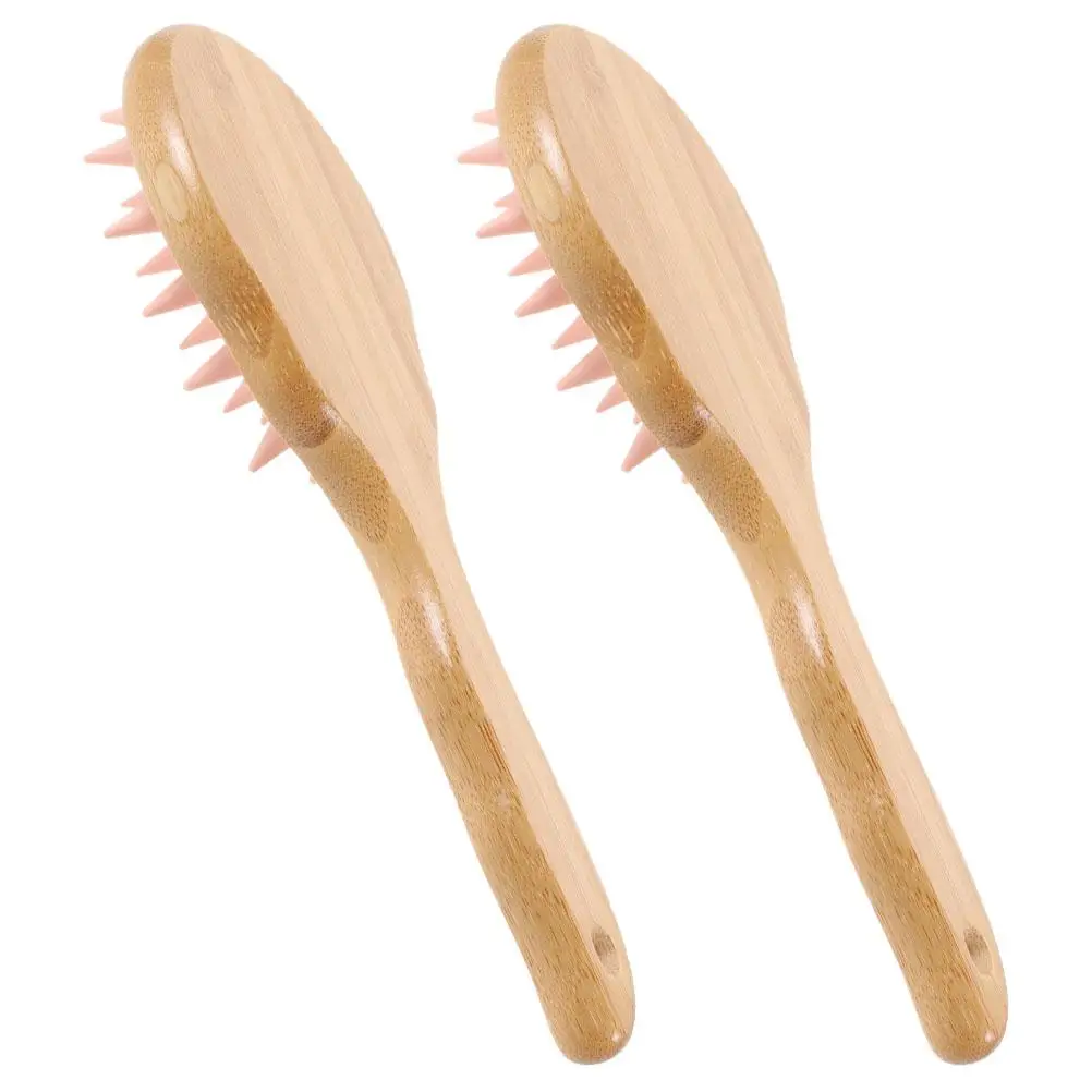 

2 Pcs Shampoo Massage Comb Hair Washing Brush Stylist Combs Woman Wood Hairbrush for Women Detangler