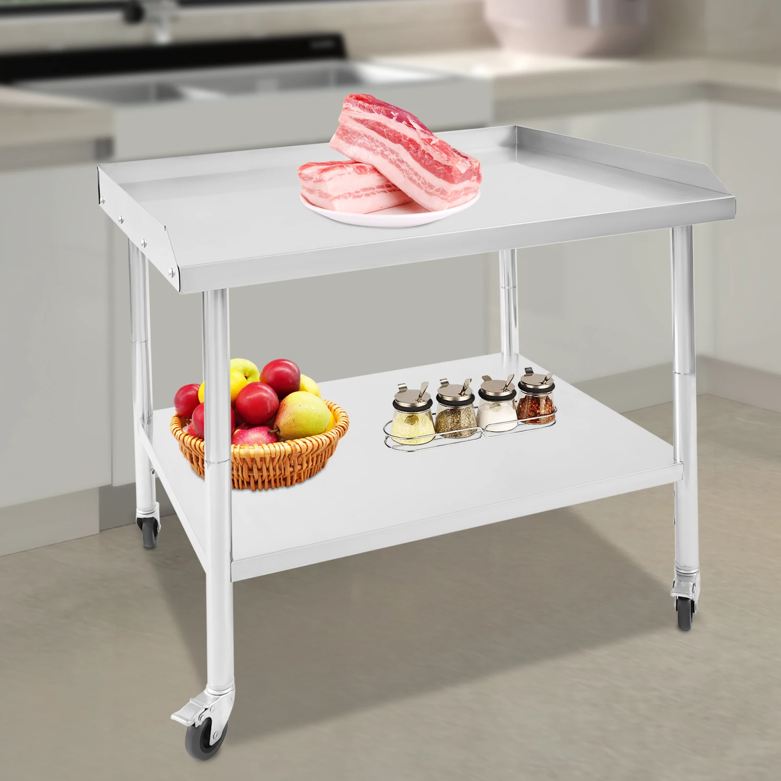 2-Tier Work Table 91*76*76cm S - огляд і ціна Commercial Kitchen Prep Table