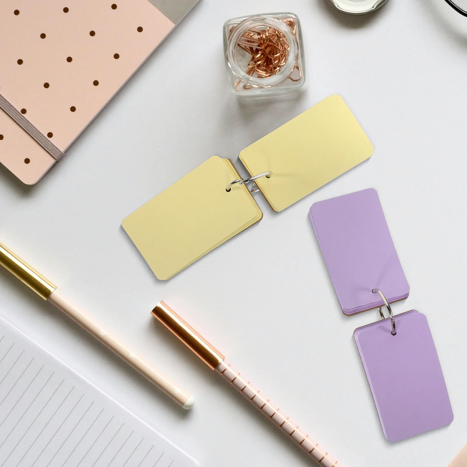5 Books Kraft Paper Blank Cards Flash Cards with Ring Binder for DIY, Study, Notes and Scrapbooking Blank Vocabulary Card