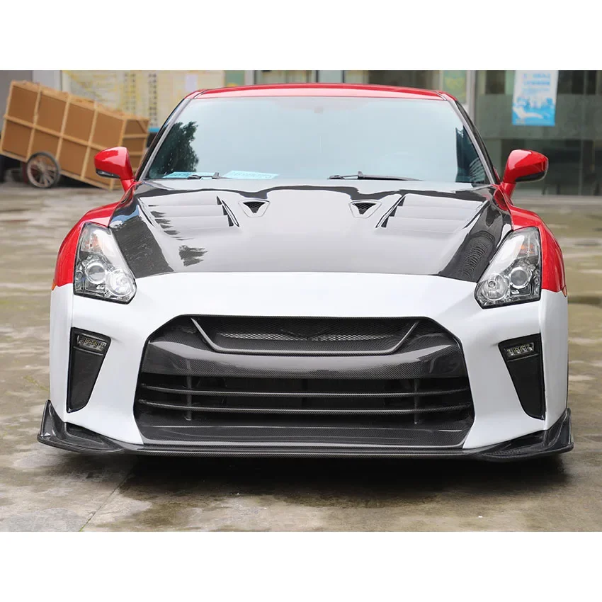 Car Accessories Top Secret Style Carbon Fiber Bonnet Hood For GTR R35 Body Kit 2017-2020 5