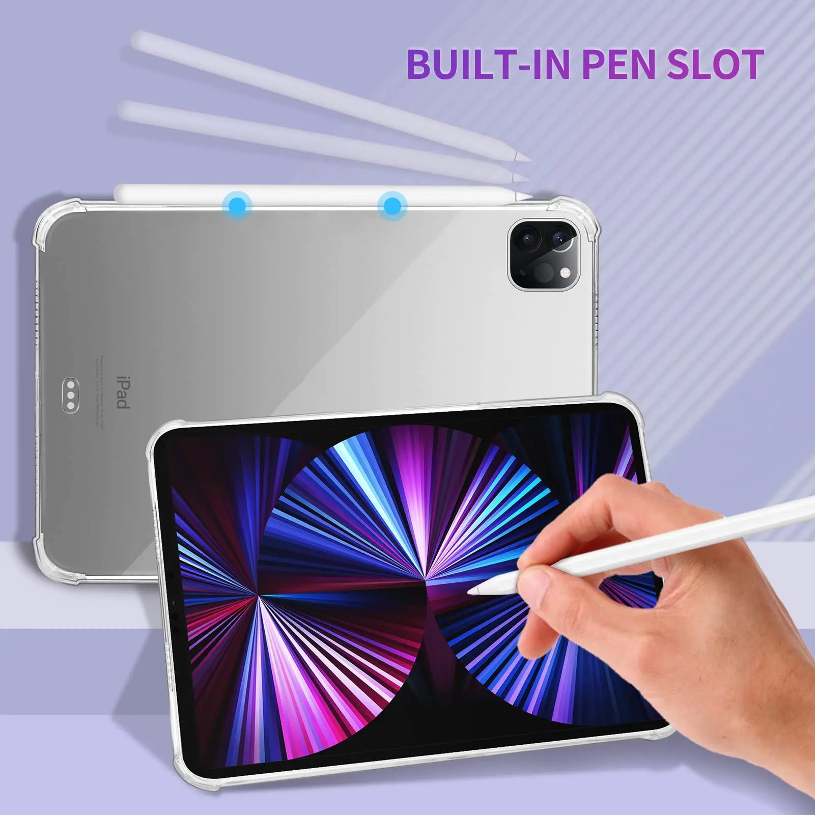 Capa para iPad Pro 11 2021 Capa protetora transparente de 3ª geração para iPad Pro 11 polegadas 2021 Capa protetora TPU à prova de choque