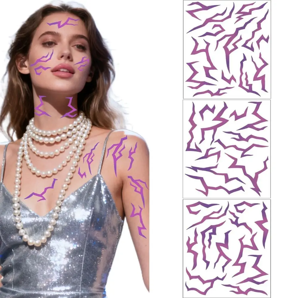 

3Pcs Blacklight Activated UV Glow Tattoos Purple Demon Energy Pattern Fluorescent Purple Temporary Tattoos UV Neon Long Lasting