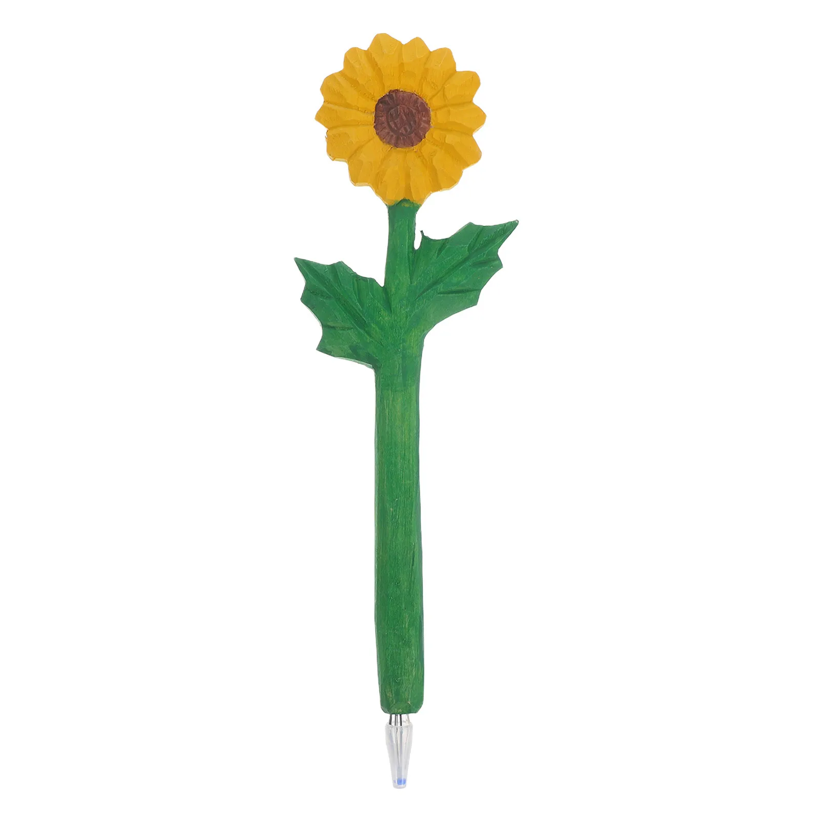 

Smooth Writing Sunflower Pen Wooden Engraved Journaling Tool Comfortable Grip for Long Use Creative Floral Design Stationery