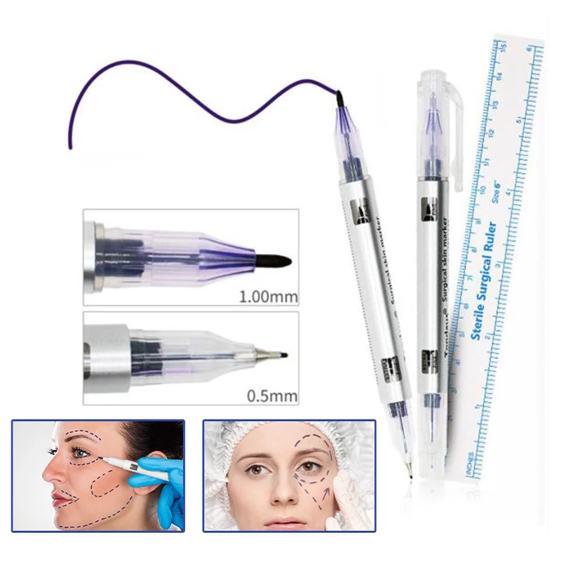 Surgical Eyebrow Skin Tattoo Marker Pen Tool Accessories With Measuring Ruler