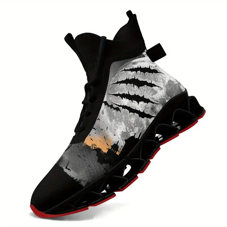 

[Хэллоуин] Стильные повседневные спортивные кроссовки для мужчин с дизайном в виде луны и когтей, легкие и дышащие для комфорта.