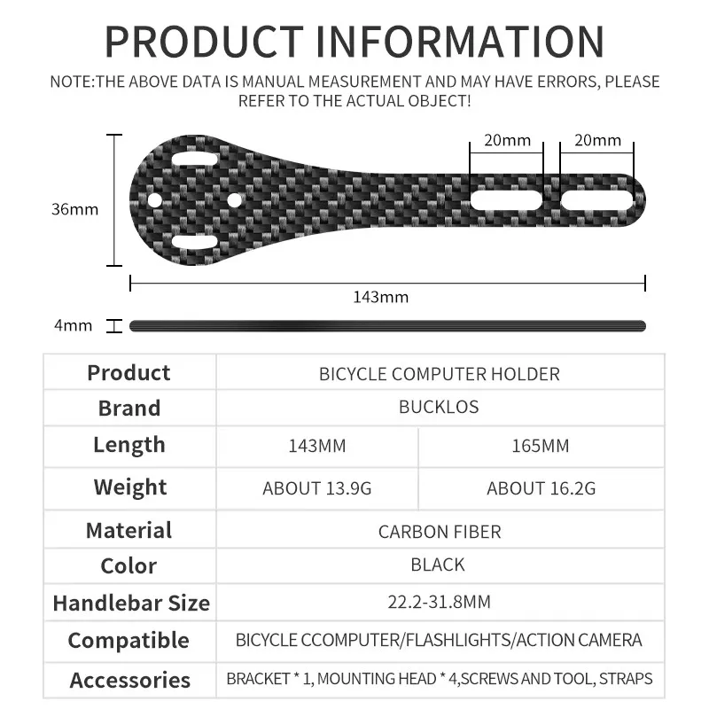 BUCKLOS Carbon Bicycle Stem Computer Mount for Camera Flashlight MTB Road Cycling Stand GPS Bike Bracket for Garmin/Bryton