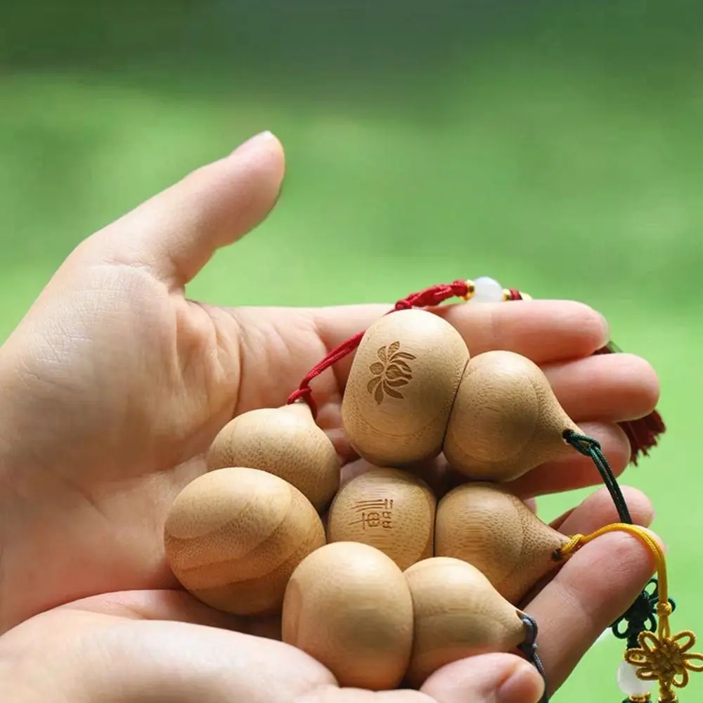 1ML Bamboo Roll On Bottle Gourd Shape Empty Tube Refillable Perfume Bottle Pendant Glass Roller Ball Perfume Container