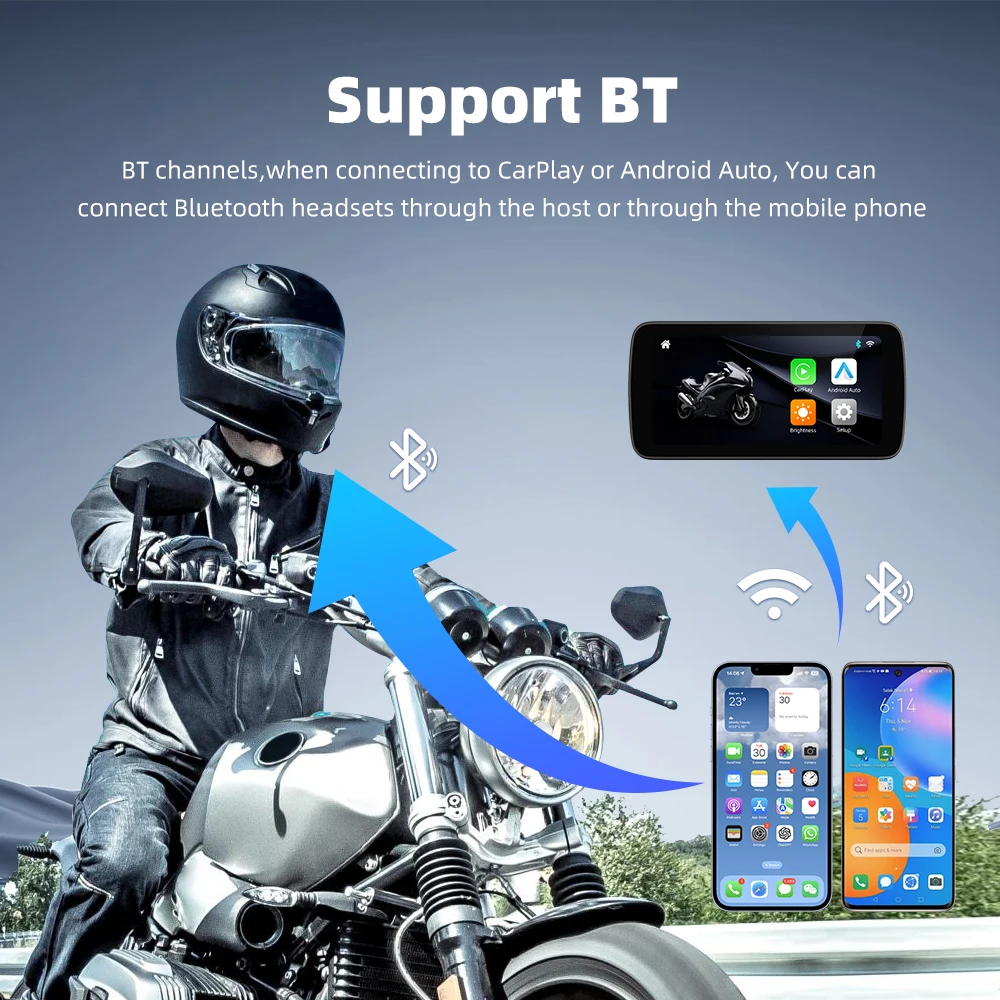 EKIY 6.25 Inch Motorcycle Carplay Navigation Waterproof Apple Carplay Display Screen Portable Motorcycle Android Auto Motorcycle