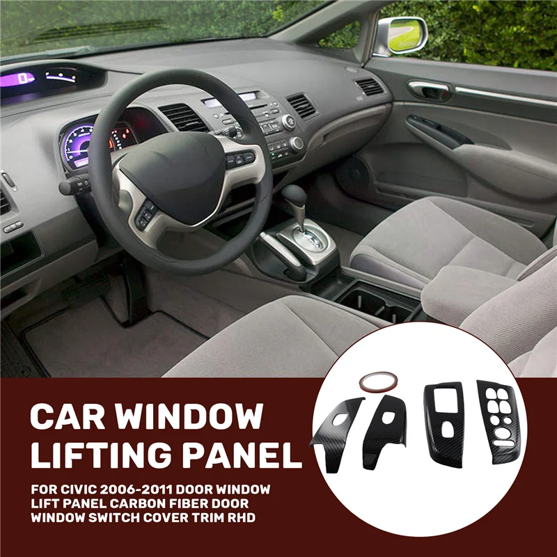 

L39A-для HONDA CIVIC 2006-2011 подъемная панель двери, окна, углеродное волокно, крышка переключателя двери, окна, накладка RHD