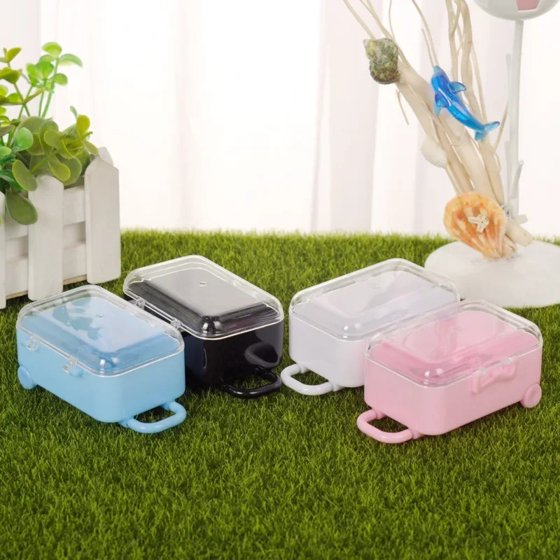 5Pcs Mini Travel Luggage Plastic Chocolate Candy Box Suitcase Gift Packing Box for Wedding Baby Shower Birthday Party Decoration