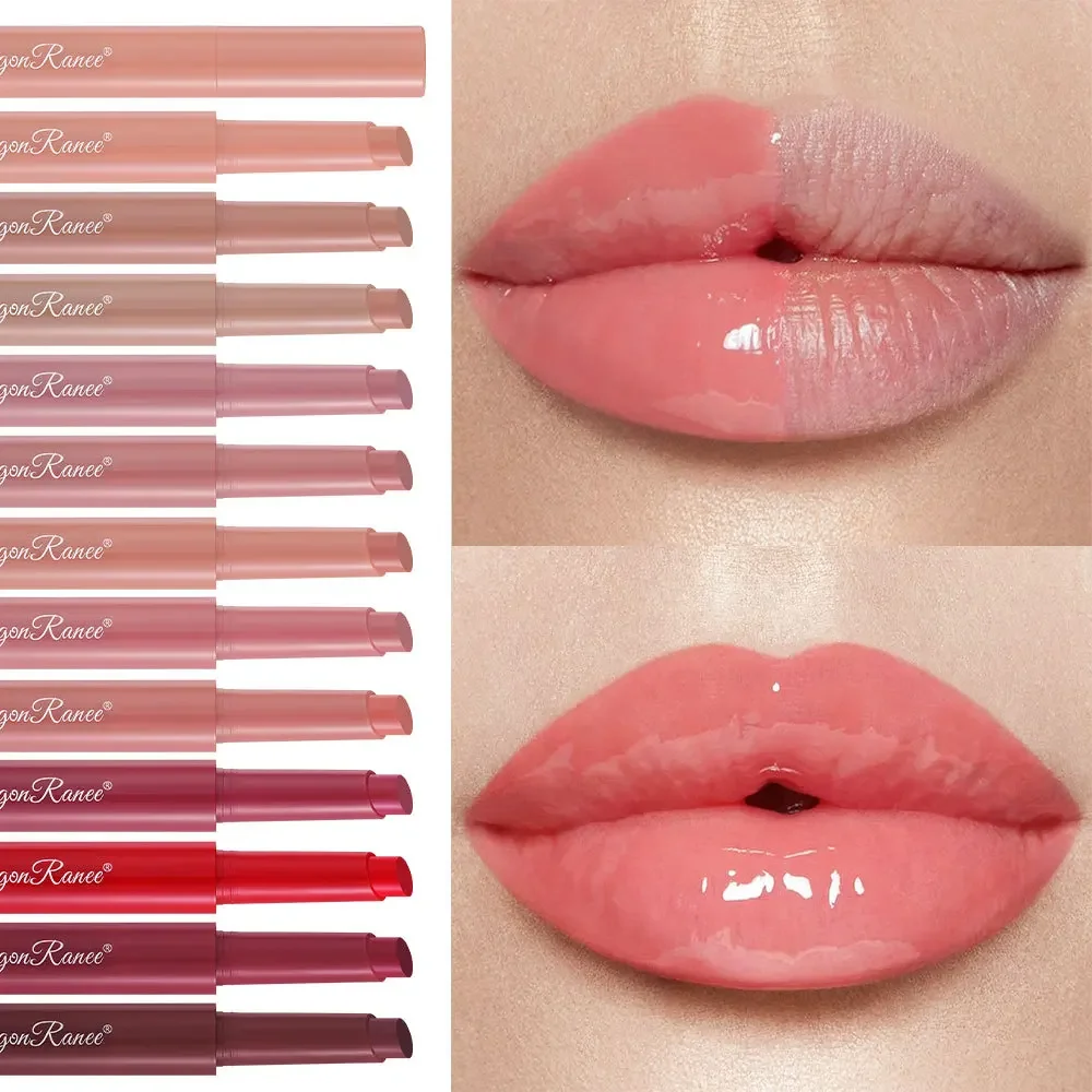 Lápiz labial sólido de larga duración, Color fácil, brillo de labios hidratante, espejo de perlas, tinte de brillo de labios, maquillaje de lápiz labial rojo Sexy