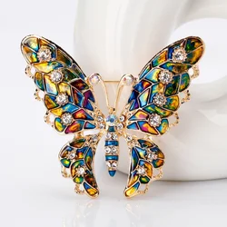 Fashion Colorful Rhinestone Butterfly Brooch Enamel Animal Brooches Pin Clothing Jewelry Accessories for Women