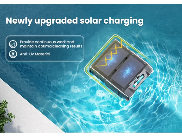 Y80 Solar Robotic Pool Cleaner Cordless Pool Skimmer with 24 Hours Continuous Cleaning 6L Large Debris Bag Remote Control Smart Obstacle Avoidance and Auto-Parking for Above Ground Pools
