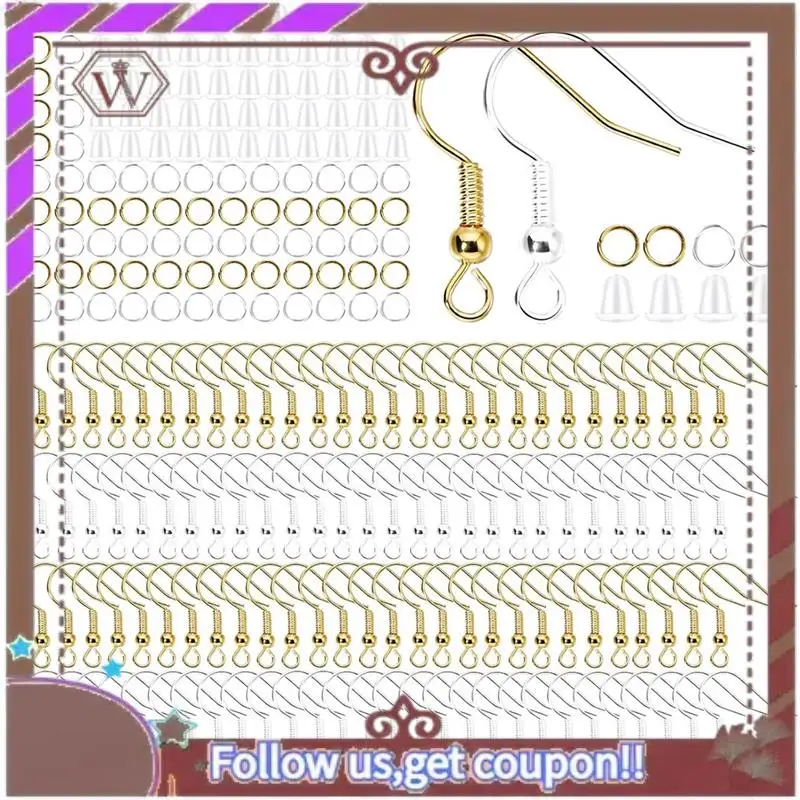 

A95D-крючки для сережек, рыболовные крючки, гипоаллергенные, 600 шт., комплект принадлежностей для изготовления золотых и серебряных сережек, провода для ушей