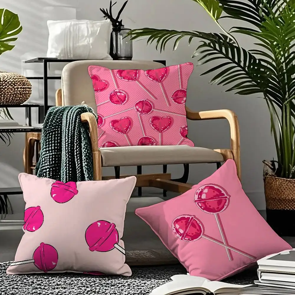 الحلو الوردي كاندي كيس وسادة الراحة أريكة سرير حريري أنيق غير مرئية سستة مخصص غطاء الوسادة الزخرفية