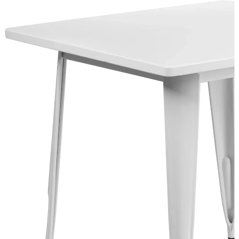 Mesa cuadrada para interiores y exteriores de metal blanco de grado comercial Felix de 31,5" |