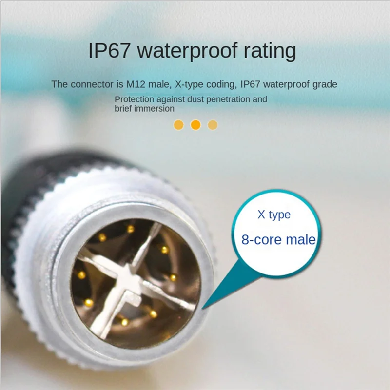 ABSQ-M12 X-نوع شبكة كابلات الموصلات 1 متر 8Pin إلى RJ45 ذكر X الطيران التوصيل كاميرا صناعية الاستشعار سحب سلسلة خط
