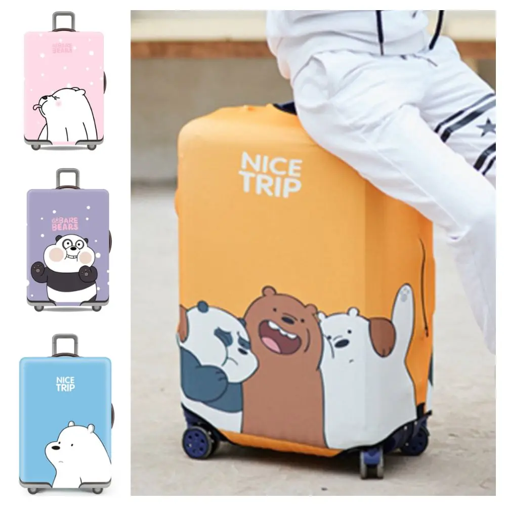 Cartoon Bear Luggage Protective Cover High Elasticity Painting Pattern Trolley Suitcase Dust Sleeves Dacron Travel Accessories