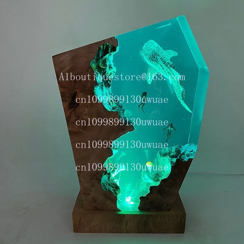 

Ocean Whale Shark Resin Night Light Couple Diver Sea Jellyfish Epoxy Ocean Light Valentine's Day Gift