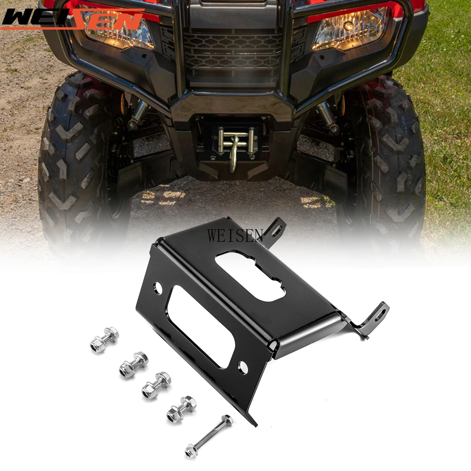 

4 7/8" (124mm) ATV Winch Mounting Bracket/Winch Mounting Plate No Drill for 2014+ Honda Rancher Foreman Rubicon TRX420/500/520