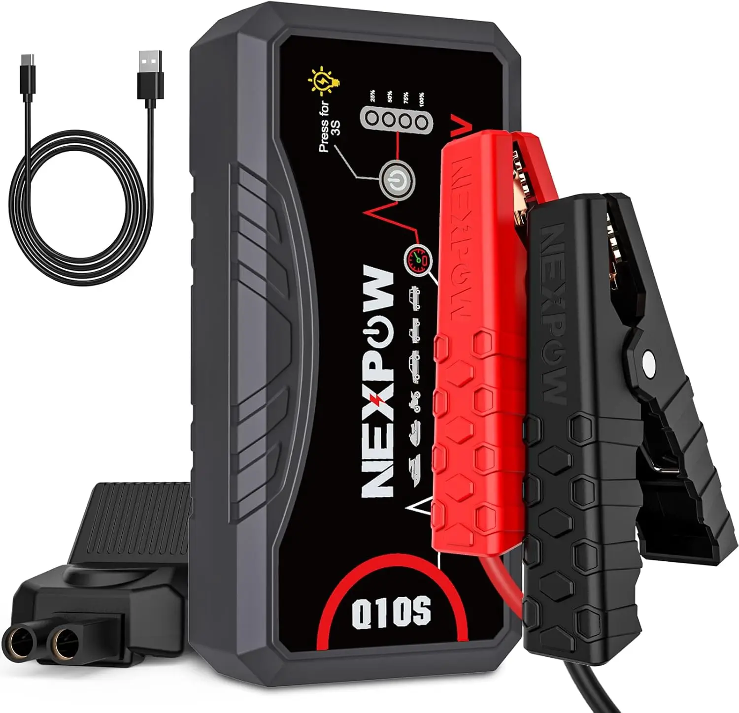 

2026 Upgraded 3000A Peak Car Battery Jump Starter for 9.0L Gas and 7.0L Diesel Engines, Portable with USB QC3.0