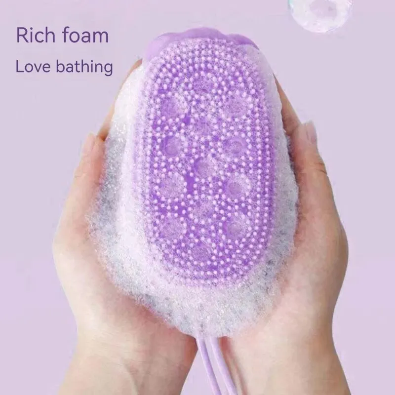 2PCS Silicone Bubble Brush Exfoliating Dry Skin Body Massage Cleaning Tool Double-Sided Silicone Scrubber Brush For Bath