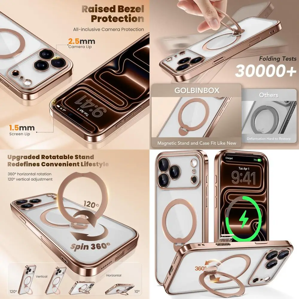 

for iPhone 17 Pro Max Case with 360° Spin Magnetic Stand,[Compatible with Magsafe] [Military Protection][Built-in Ring Holder] C