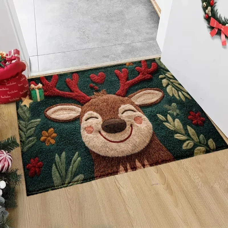 

Новый год 2026, дверной коврик Санта-Клауса, рождественский ковер, дверной коврик, веселый рождественский коврик, фестиваль Санта-Клауса, украшения для дома