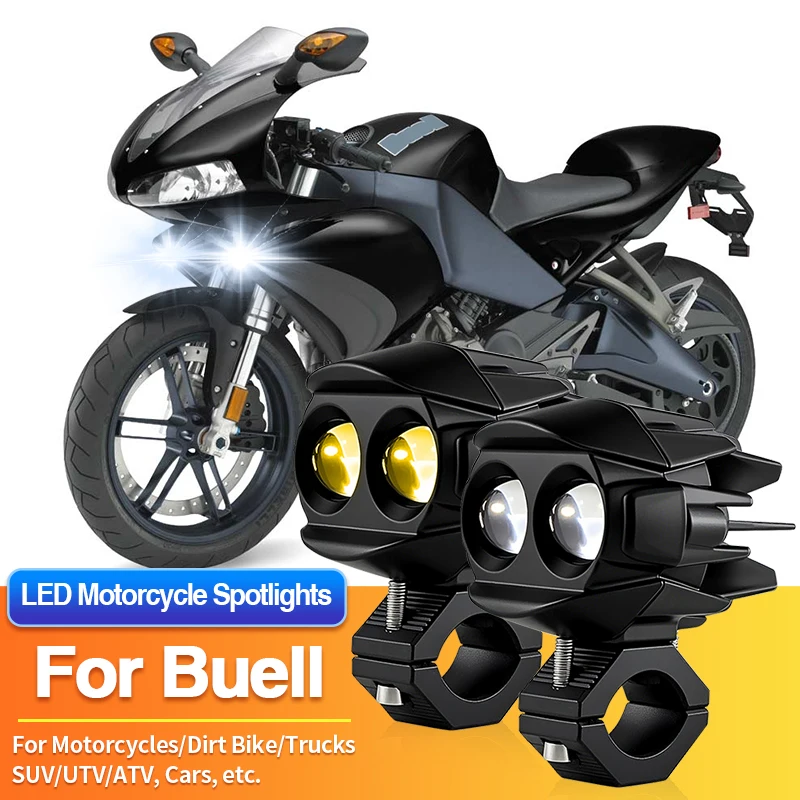 

1 Set LED Universal Motorcycles Headlight Dual Color Fog Light UTV ATV for Buell 1125CR/1125R/Blast/Cyclone/Lightning S1 X1 XB9S