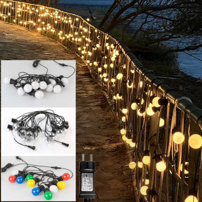 في الهواء الطلق G50 اكليل سلسلة أضواء مقاوم للماء 24 فولت IP44 الطاقة LED مخيم الزفاف فناء الفناء الخلفي الشرفة سطح السفينة حديقة عطلة حلية #3