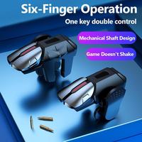 2pcs 6 Finger Gaming Trigger for PUBG Game Mobile Joystick Trigger Shooter Fire Button Controller for Iphone Android Phone