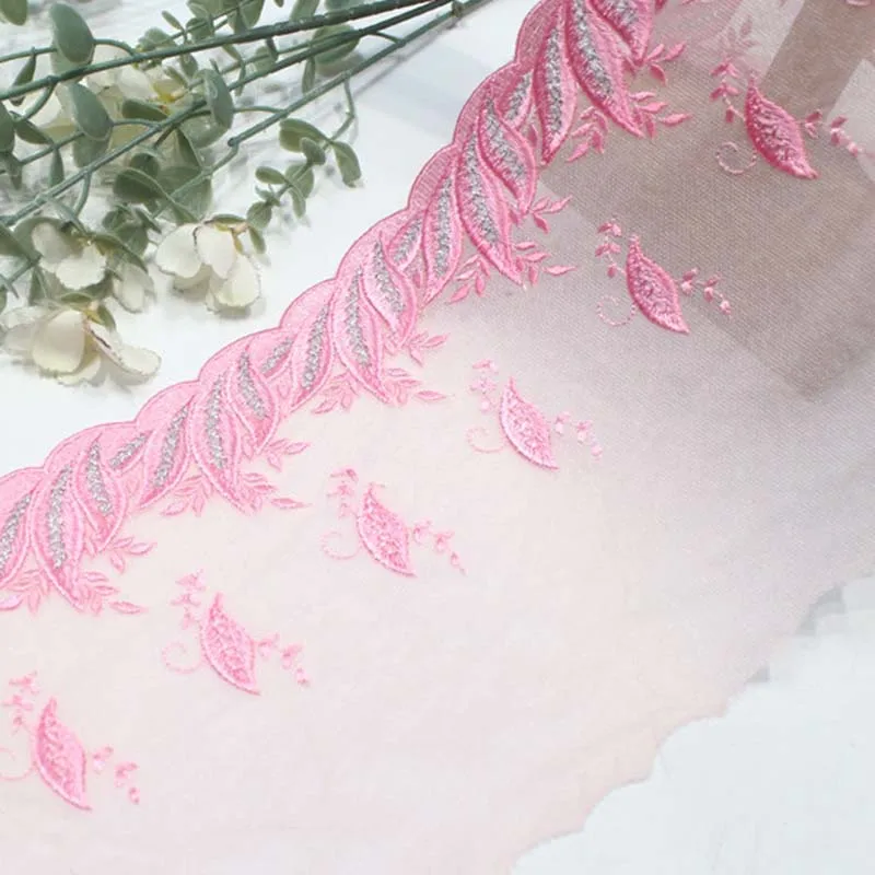 

30 ярдов розового вышитого кружевного шнура для отделки юбок, нижнего белья, шитья, рукоделия, бюстгальтеров, одежды, тканей, кружевных украшений