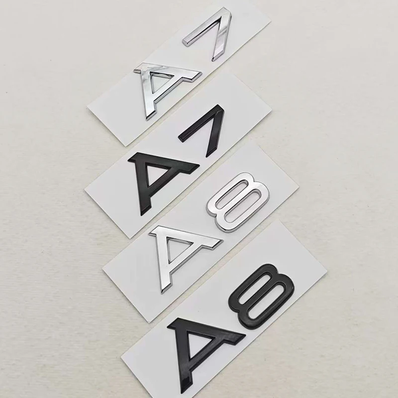 

3D ABS Chrome Black Car Letters Logo A7 A8 Rear Trunk Badge Sticker Decals For Audi A7 A8 Sportback Auto Tail Accessories
