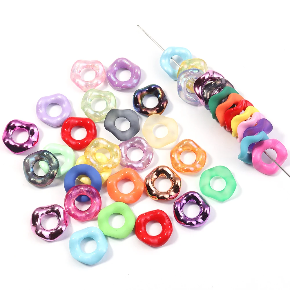 20 Stück 16mm Acrylperlen in Bonbonfarben, bunte Donut-Perlen für DIY Schmuckherstellung, Armbänder, Handyketten, Schlüsselanhänger-Zubehör – Detail 6