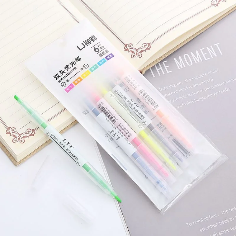 Ellen Brook 1 Pack Stationery Double Writing Creativity Multicolor Dual-ended Cute Art Marker Graffiti Highlighter