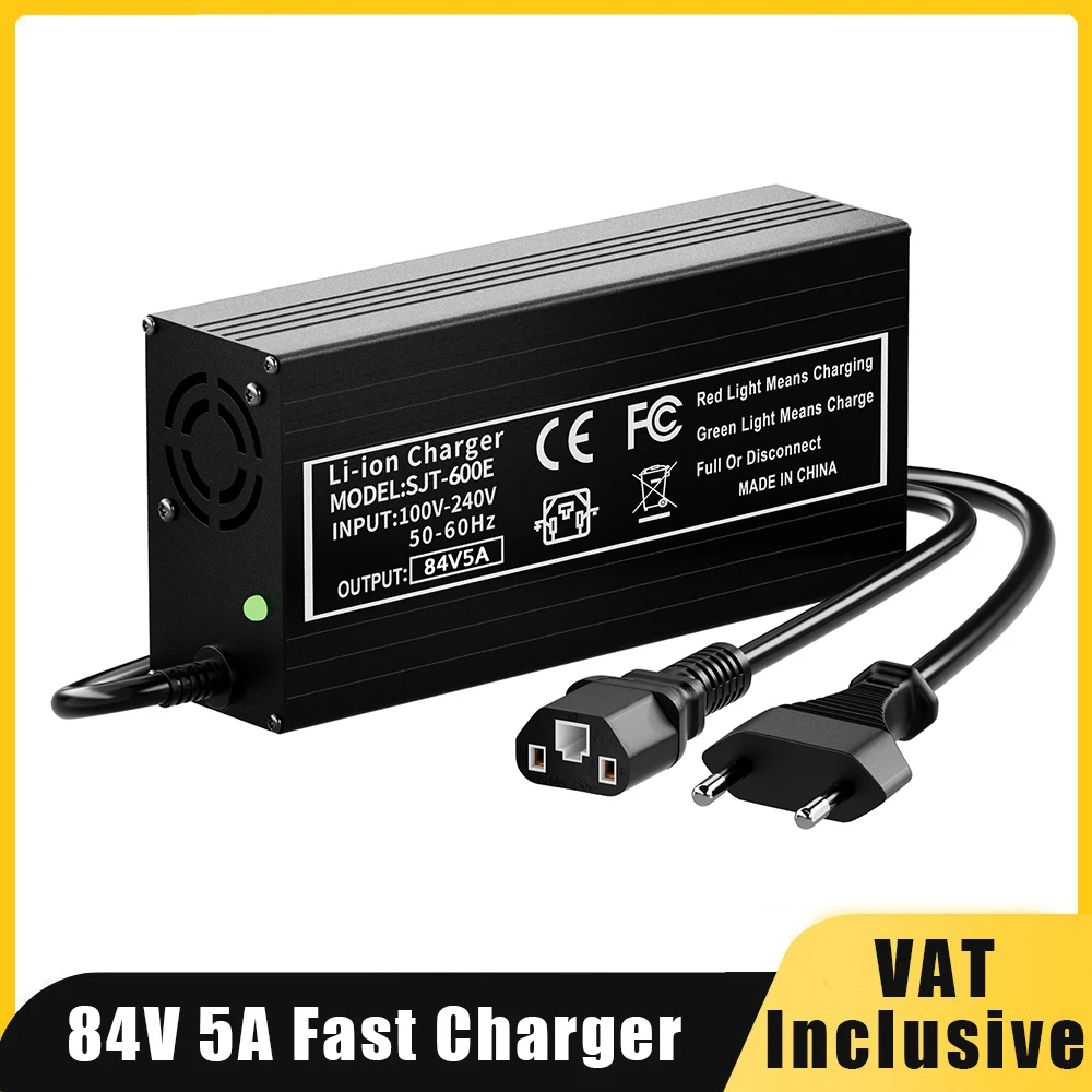 84V 5A Fast Charger for 72V 20S Electric Motorcycle Lithium Battery IEC Power Plug With Fan Intelligent Charger Parts