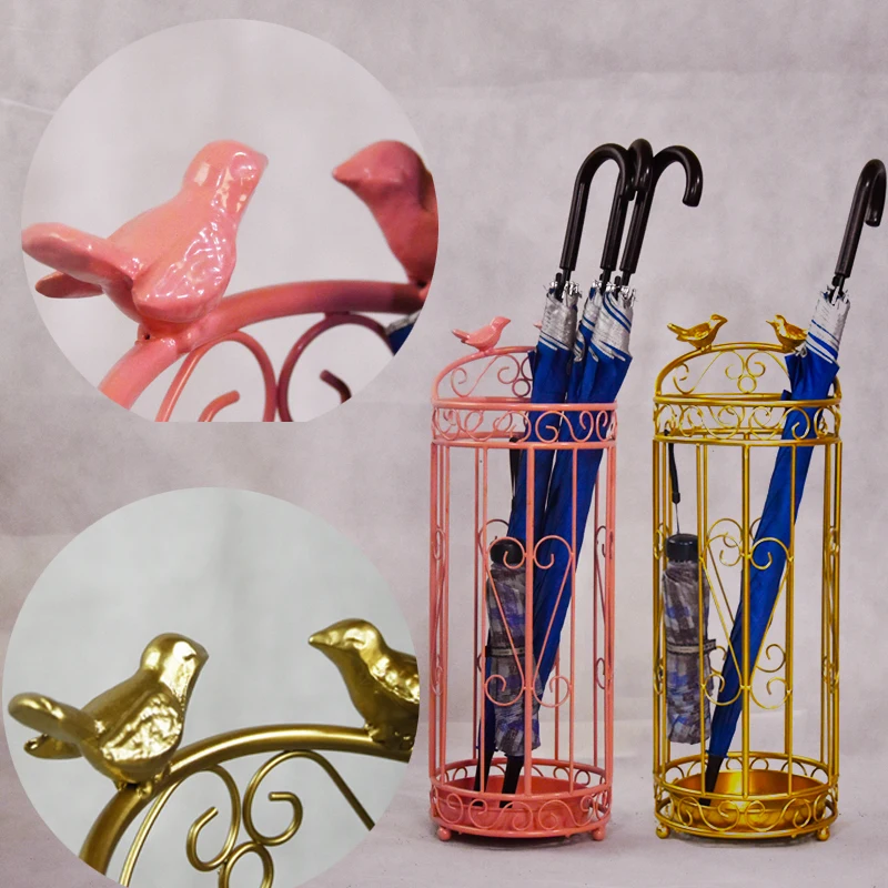 Fashion Elegant Metal Umbrella Storage Holder Hollow Waterproof Umbrella Stand Rack Home Hotel Umbrellas Bucket High Quality