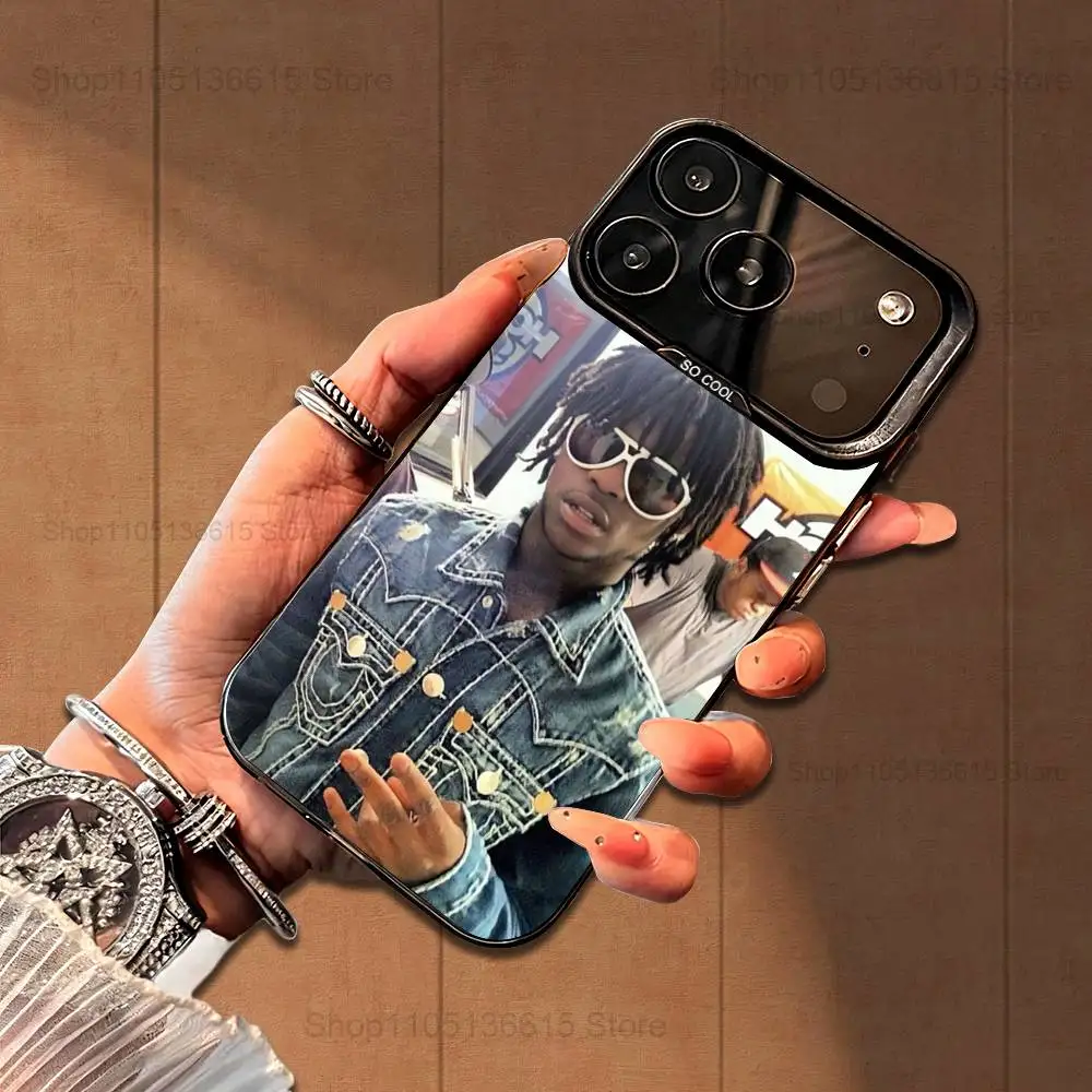 Casing Rapper C-CHIEF K-KEEF Untuk iPhone 16,15,14,17,13,12,11,Mini,Pro,SE,XS,MAX, Penutup Silikon Hitam Matte