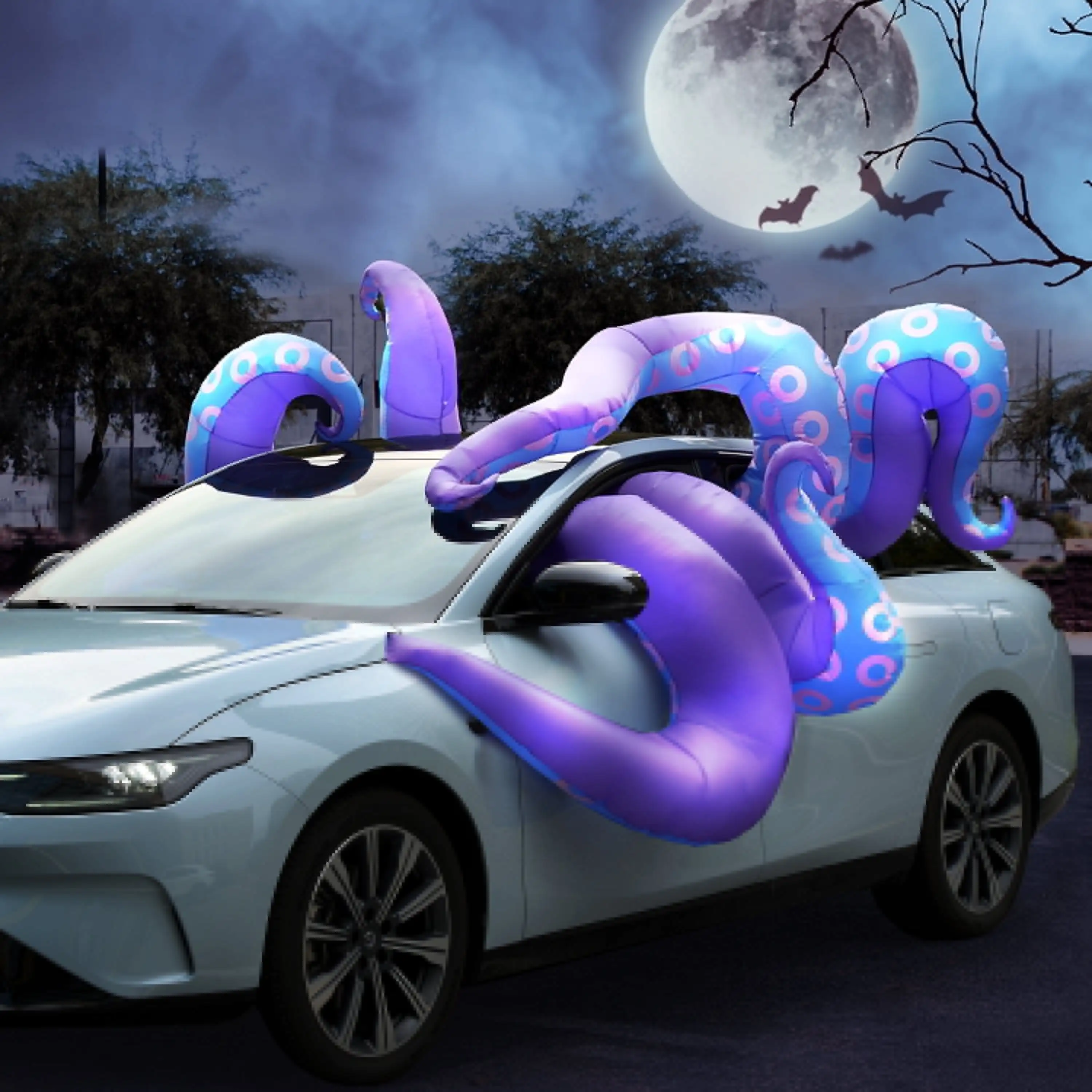 

Joyfy 8 pcs Halloween Inflatable Octopus Tentacles Decoration Octopus Tentacles with Built-in LED Light for Halloween Party