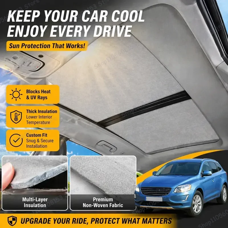 For Volvo XC60 2009–2017 Electrostatic Sunroof Shade Skylight Cover Heat Protection UV Blocking Auto Accessory for SUV