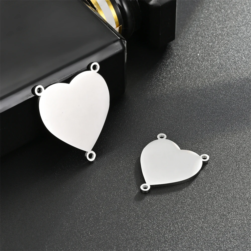 5 Teile/los Polieren Edelstahl Silber/Gold Farben Herz 3 Löcher Armreif Stecker Charms für DIY Schmuck Machen Zubehör – Detail 5