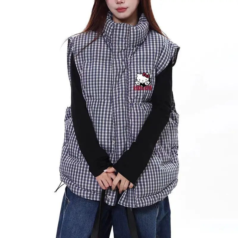 

Sanrios Cartoon Vest Hello Kittys Sleepless Vest Women Loose College Style Warm Versatile Sweet Casual Breathable Print Hot Sale