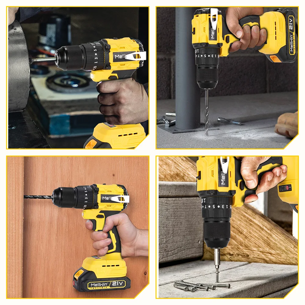 MELLWIN 13 MM Bürstenlosen Elektrischen Schlagbohrmaschine 25 + 3 Drehmoment Handheld Flachbohrmaschine Schraubendreher Elektrowerkzeuge Für Makita 18 V Batterie Pin – Detail 13