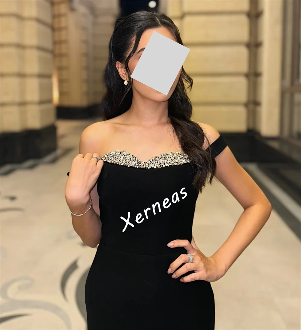 Vestidos de noite de luxo femininos personalizados glitter strass querida pescoço em linha reta midi vestidos sob medida ocasião elegante festa