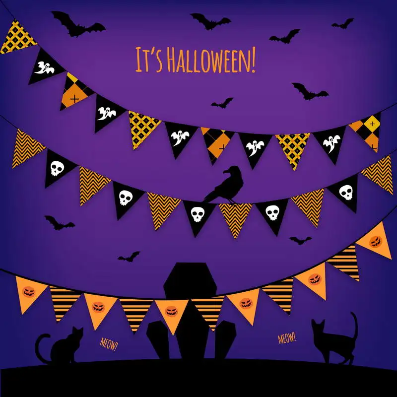 It's Halloween pary Decoration Photo Background vinyl Happy Halloween Flag Photogrphy Backdrop For Photo Studio Kits  Acessories