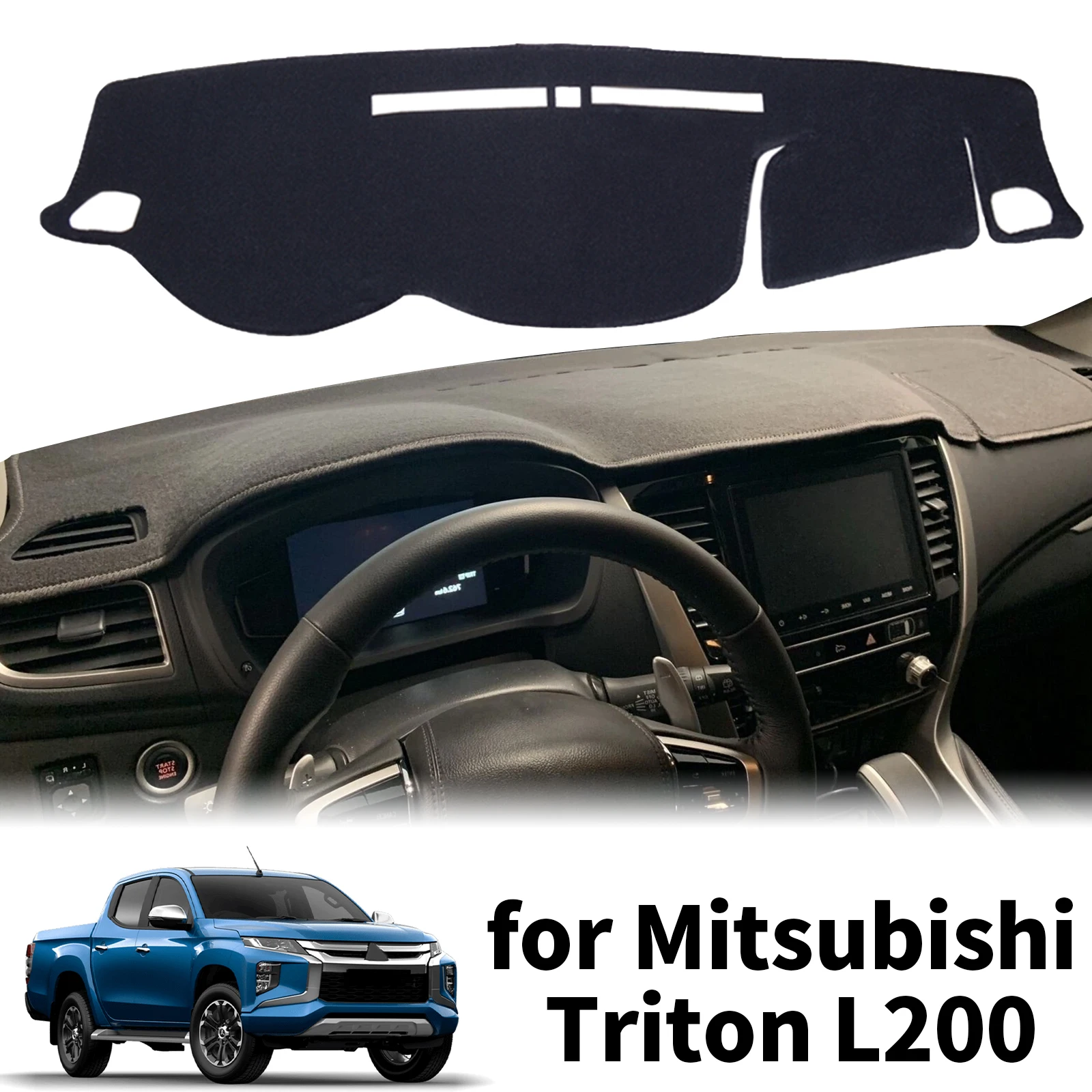 

fit Mitsubishi Triton L200 MQ MR 2015-2022 Car Dashmat Dashboard Cover Pad Protective Carpet Accessories DashMat Sunshade