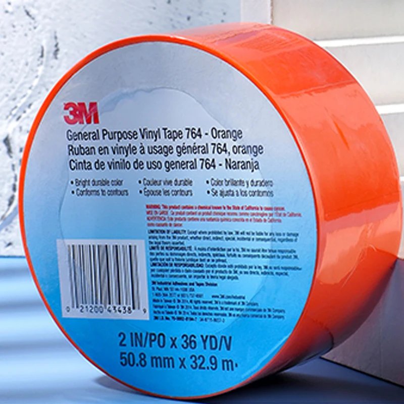 

Лента сигнальная 3M 764 для разметки пола, линейная, для позиционирования в мастерских, водонепроницаемая, износостойкая, оранжевая