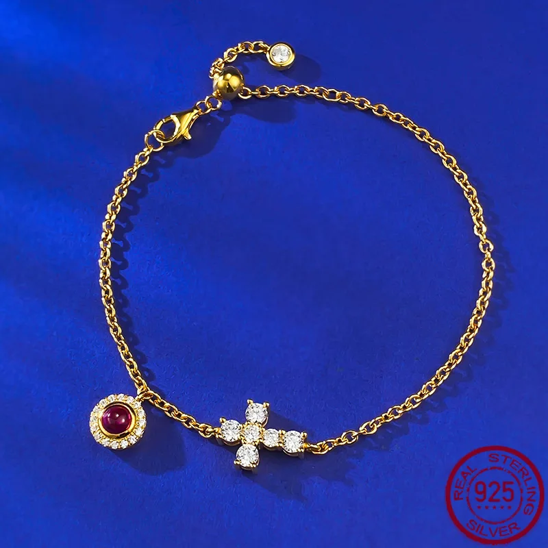 

New S925 Pure Silver Ruby Bracelet Fashionable, Elegant, Light Luxury Daily Wedding Jewelry